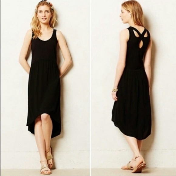 NWT Anthropologie‎ Criss Cross Back Dress black sz small - Picture 1 of 8
